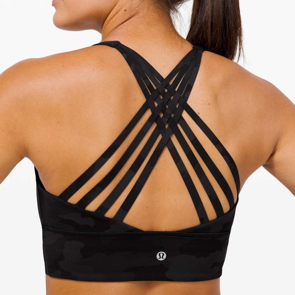 Lululemon Free To Be Moved Bra Medium Support A/B Cup Camo Deep Coal Sz 6 No Pad - Picture 4 of 13